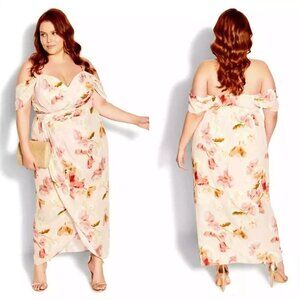 City Chic Floral Maxi Dress - Pink and Cream